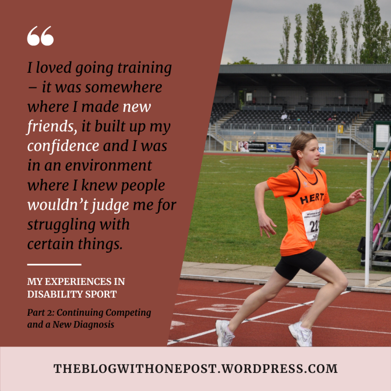 My Experiences in Disability Sport – Part 2: Continuing Competing and A New Diagnosis